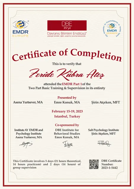 EMDR Part 1 sertifikası